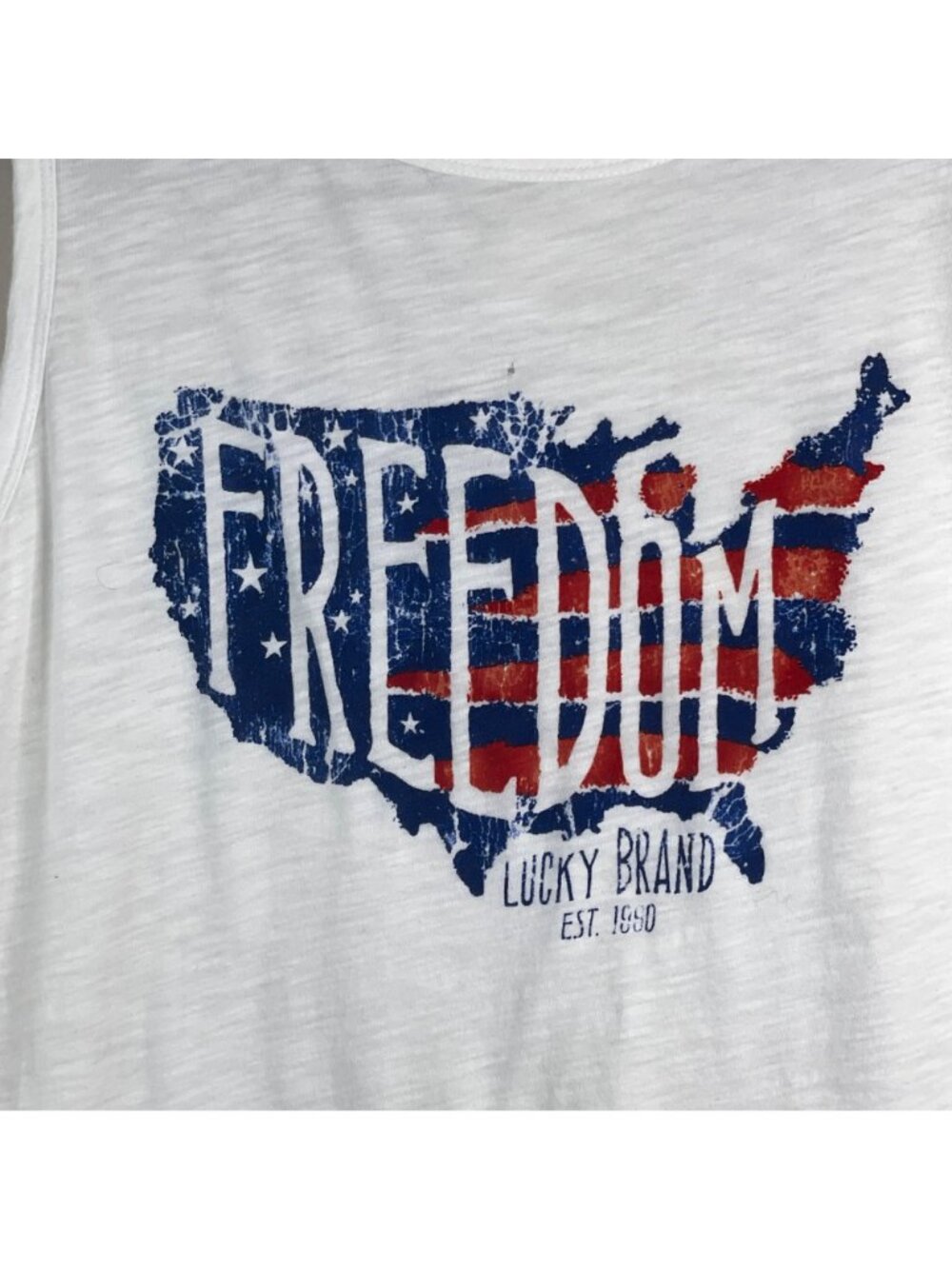 Lucky Brand Freedom Tank Top Womens Large Patriotic USA 250th July 4th Graphic - Picture 2 of 10